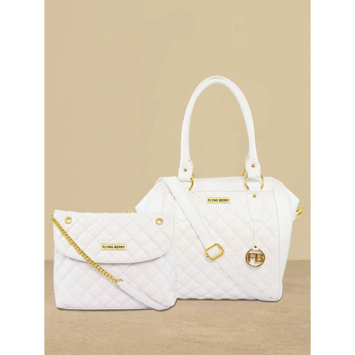 FLYING BERRY Womens White Hand Bag Combo Pack of 2